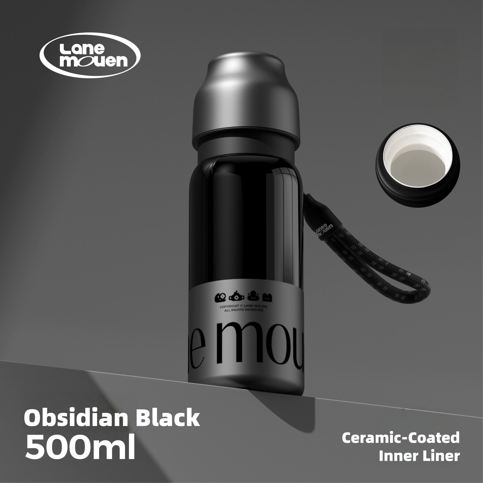 LANE MOUEN Vitality Thermos Mug – One-Touch Flip Lid Insulated Water Bottle, 316L Stainless Steel or Ceramic Liner, 6H Hot & Cold Retention, 360° Leak-Proof, 500ml/700ml