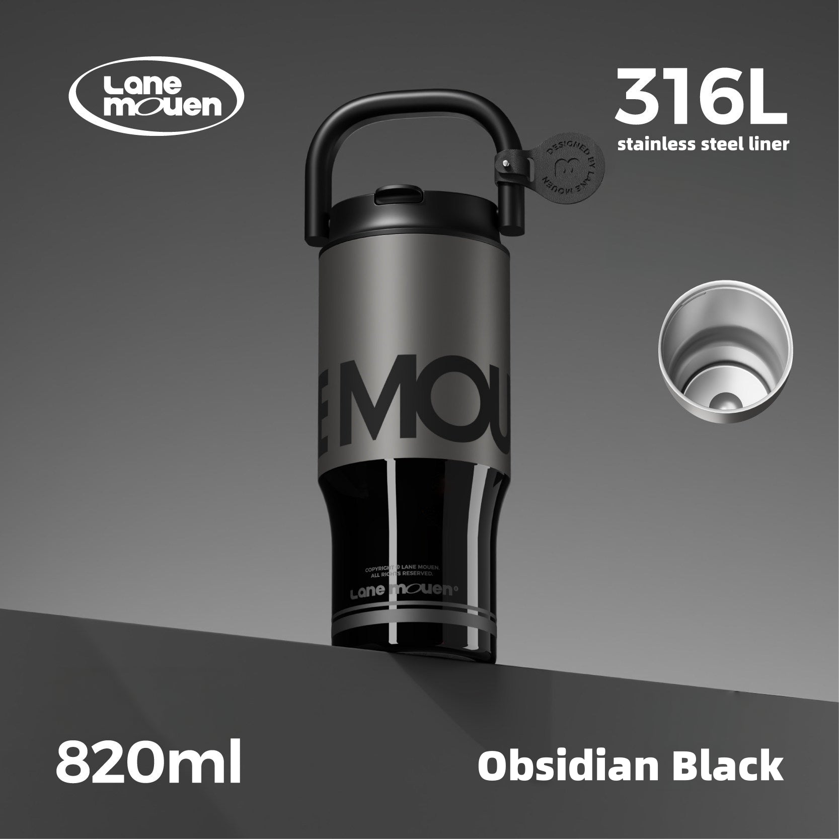Lane Mouen 820ml Insulated Tumbler – 2-in-1 Straw & Spout Lid, Tea Infuser, 316L Steel, Leak-Proof Handle Cup, 6H Hot/Cold