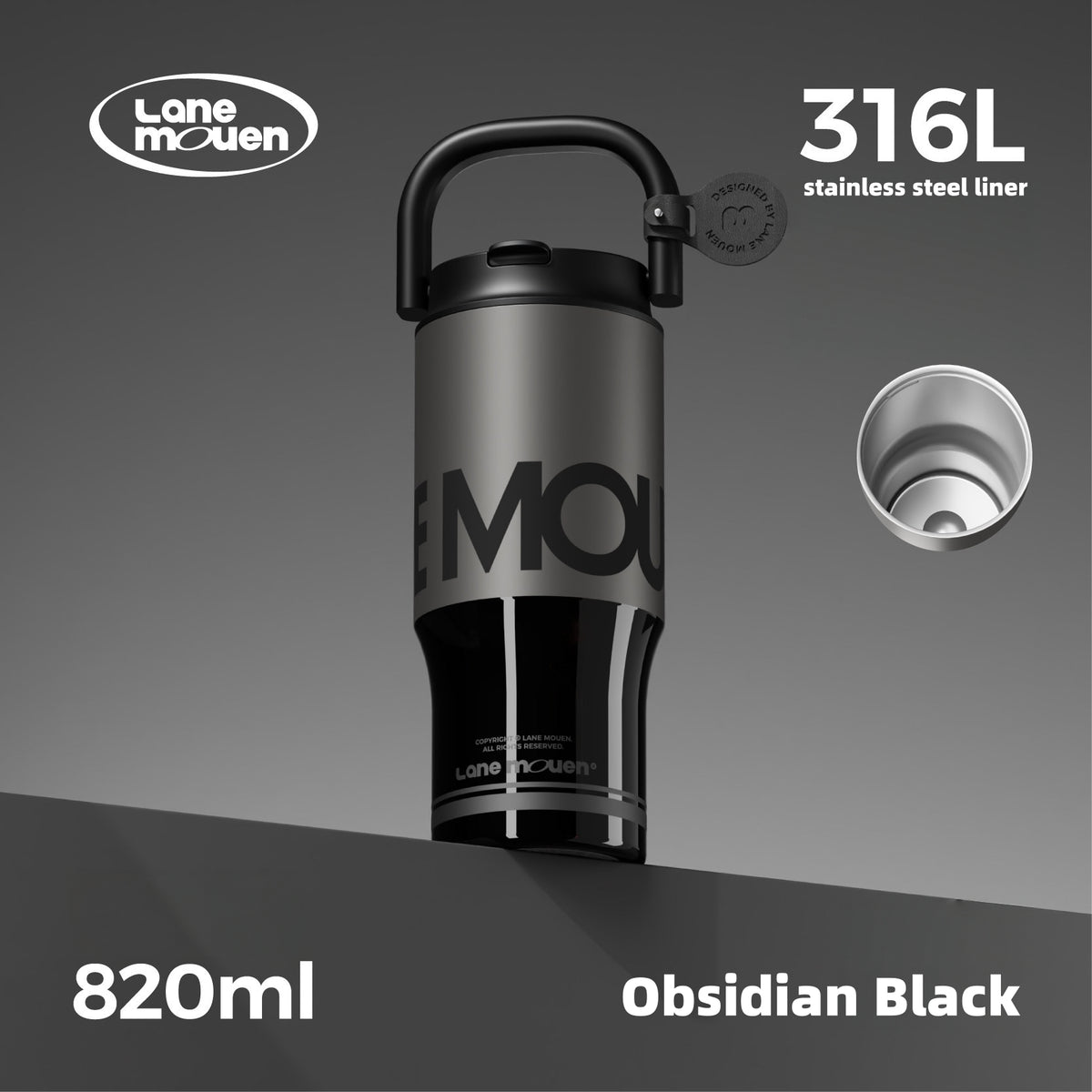 Lane Mouen 820ml Insulated Tumbler – 2-in-1 Straw & Spout Lid, Tea Infuser, 316L Steel, Leak-Proof Handle Cup, 6H Hot/Cold