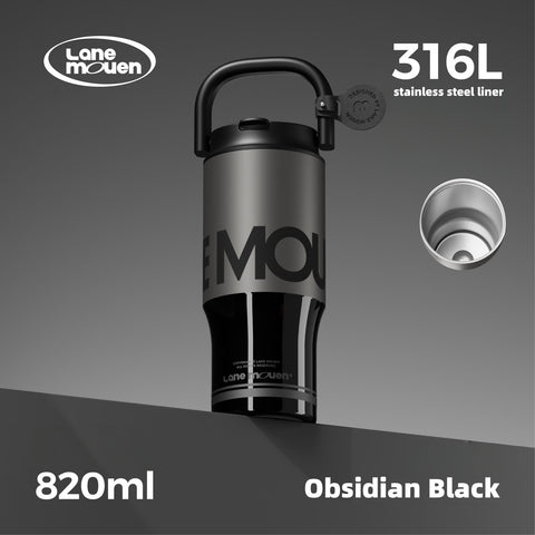 Lane Mouen 820ml Insulated Tumbler – 2-in-1 Straw & Spout Lid, Tea Infuser, 316L Steel, Leak-Proof Handle Cup, 6H Hot/Cold