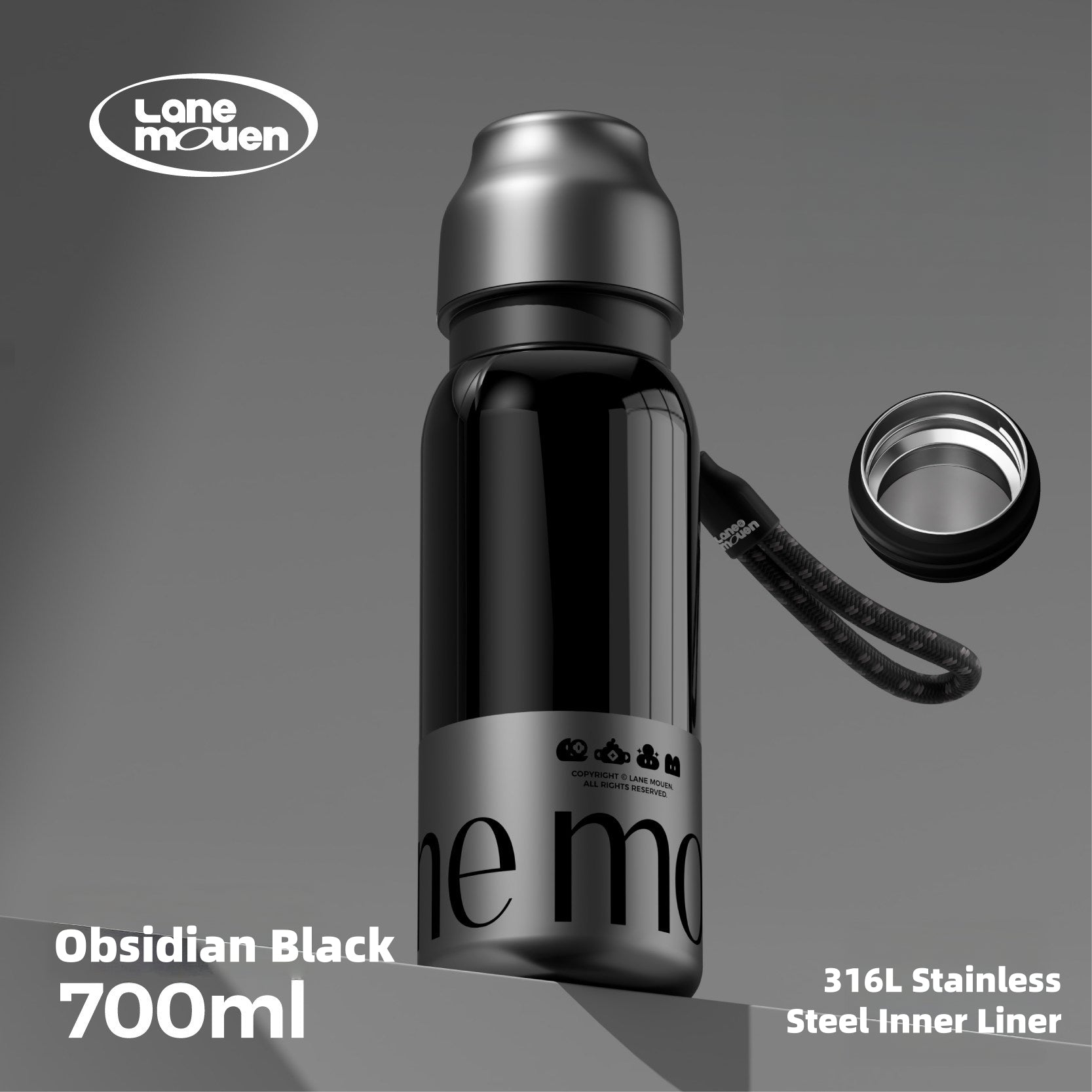 LANE MOUEN Vitality Thermos Mug – One-Touch Flip Lid Insulated Water Bottle, 316L Stainless Steel or Ceramic Liner, 6H Hot & Cold Retention, 360° Leak-Proof, 500ml/700ml