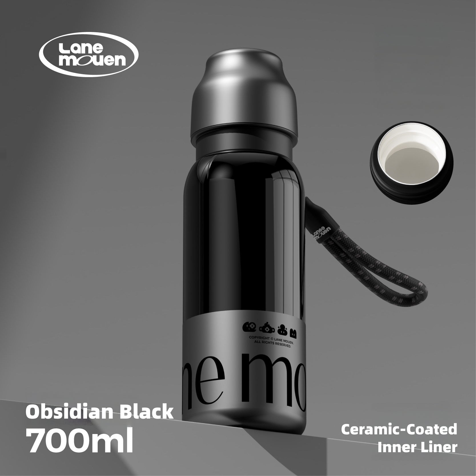 LANE MOUEN Vitality Thermos Mug – One-Touch Flip Lid Insulated Water Bottle, 316L Stainless Steel or Ceramic Liner, 6H Hot & Cold Retention, 360° Leak-Proof, 500ml/700ml