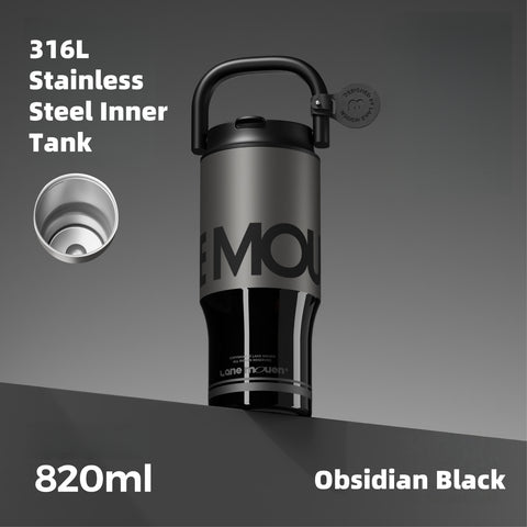 LANE MOUEN QI Vacuum Insulated Tumbler 820ml Double Wall with Straw & Tea Infuser - 2-in-1 Leakproof Cup for Hot/Cold Drinks, Car Holder Friendly