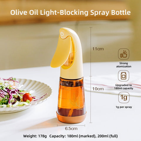 SHUEHO Premium Borosilicate Glass Oil Spray Bottle - 180ml Leak-Proof Kitchen Oil Mister with 1g Precision Control, High-Temperature Resistant & Non-Drip Design