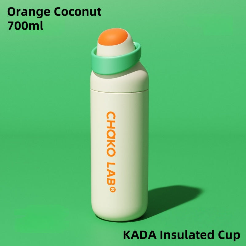 CHAKO LAB KADA Sports 700ml Insulated Water Bottle - Double Wall Vacuum, StrawShift™ Dual-Drink Mode, One-Hand Operation, 44°C/10°C 6H Temp Control