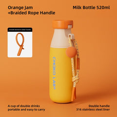 CHAKO LAB 520ml Insulated Stainless Steel Water Bottle - Double Drinking Design, 6-Hour Thermal Mug with Straw, Leak-Proof Travel Cup for Hot & Cold Beverages
