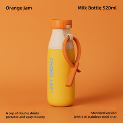 CHAKO LAB 520ml Insulated Stainless Steel Water Bottle - Double Drinking Design, 6-Hour Thermal Mug with Straw, Leak-Proof Travel Cup for Hot & Cold Beverages