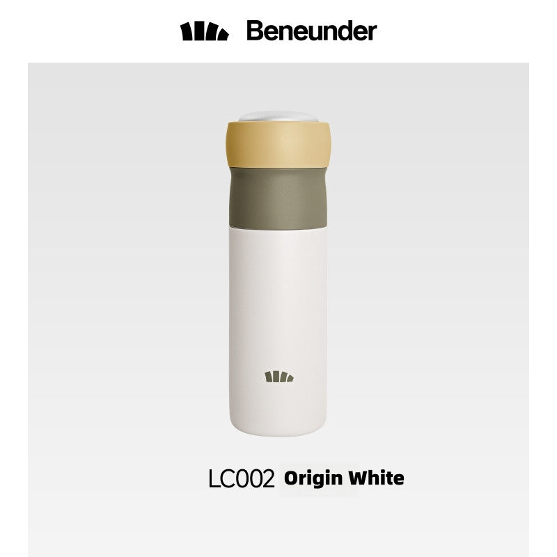 Beneunder Thermal Mug with 8s Rapid Cooling | Dual Chamber Insulated Bottle for 55°C Warm Water | 320ml+40ml SUS316L Outdoor Flask