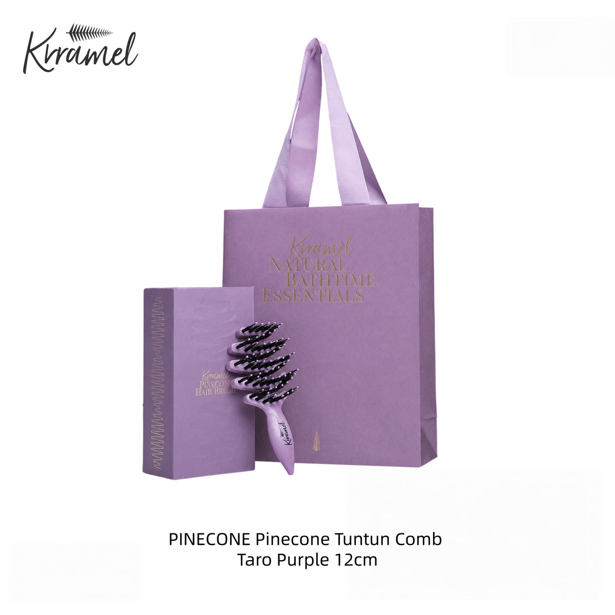 KRRAMEL Pinecone Boar Bristle Hair Brush – 100% Natural Spinal Bristles & 2cm Long Nylon Pins, 10° Curved Vent Design for Detangling, Scalp Massage & Volume – Dry & Wet Use for Long Hair.