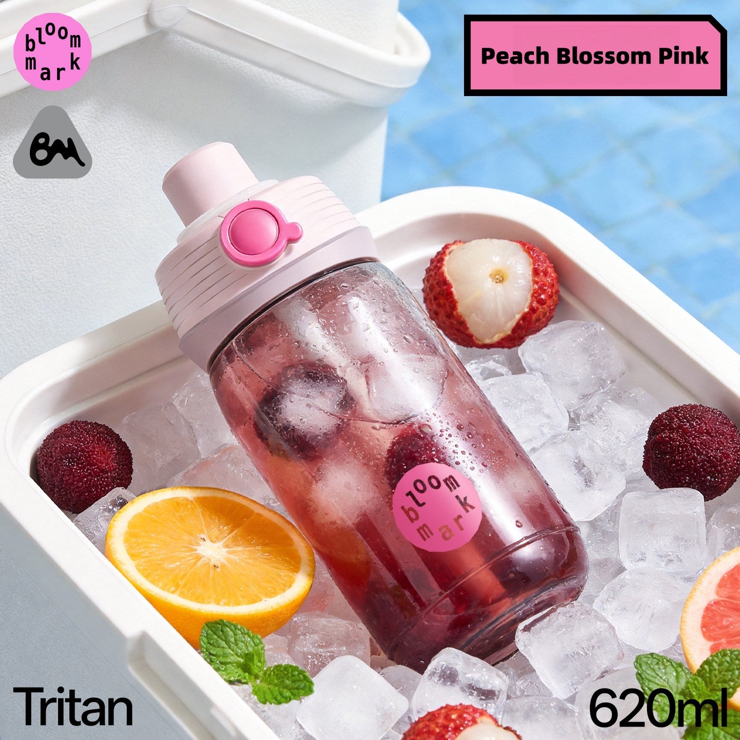 BloomMark 620ml Sports Water Bottle – Tritan BPA-Free Leak-Proof Dual-Drink Bottle with One-Touch Flip Lid, PPSU Straw & Direct Sip, Carry Ring for Gym, Cycling, Travel & Outdoor