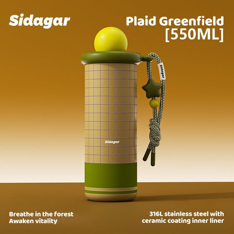 Sidagar Planetary 550ml Double Wall Insulated Cup - Leak Proof, Stainless Steel Thermos with Ceramic Coating for Hot & Cold Drinks, Portable Travel Mug with Straw