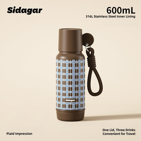 Sidagar Grand Artist Series Thermos Cup - 750ml Vintage Aesthetic Stainless Steel Insulated Tumbler with Straw, Portable & Leak-Proof