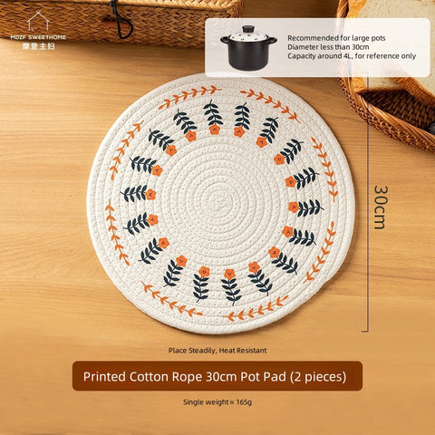Floret Vintage Cotton Linen Table Mats Set - Handmade, Heat-Resistant, 4 Sizes (12cm-30cm) for Coasters, Placemats, Eco-Friendly Kitchen Decor