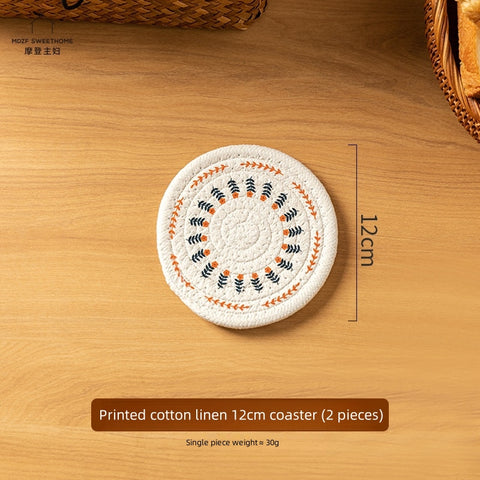Floret Vintage Cotton Linen Table Mats Set - Handmade, Heat-Resistant, 4 Sizes (12cm-30cm) for Coasters, Placemats, Eco-Friendly Kitchen Decor