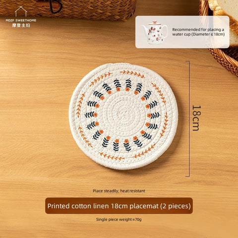 Floret Vintage Cotton Linen Table Mats Set - Handmade, Heat-Resistant, 4 Sizes (12cm-30cm) for Coasters, Placemats, Eco-Friendly Kitchen Decor