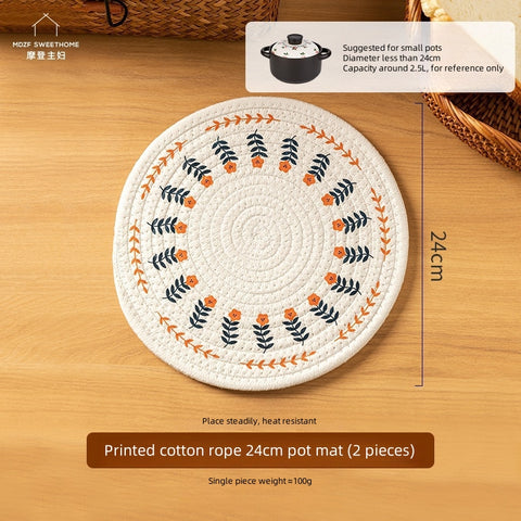 Floret Vintage Cotton Linen Table Mats Set - Handmade, Heat-Resistant, 4 Sizes (12cm-30cm) for Coasters, Placemats, Eco-Friendly Kitchen Decor