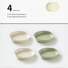 MDZF SWEET HOME Cream Style Ceramic Dinner Plates – Microwave & Oven Safe, Handcrafted Texture, Healthy Color Glaze
