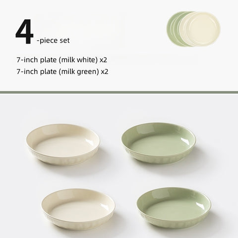 MDZF SWEET HOME Cream Style Ceramic Dinner Plates – Microwave & Oven Safe, Handcrafted Texture, Healthy Color Glaze