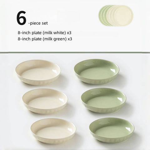 MDZF SWEET HOME Cream Style Ceramic Dinner Plates – Microwave & Oven Safe, Handcrafted Texture, Healthy Color Glaze