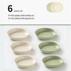 MDZF SWEET HOME Cream Style Ceramic Dinner Plates – Microwave & Oven Safe, Handcrafted Texture, Healthy Color Glaze