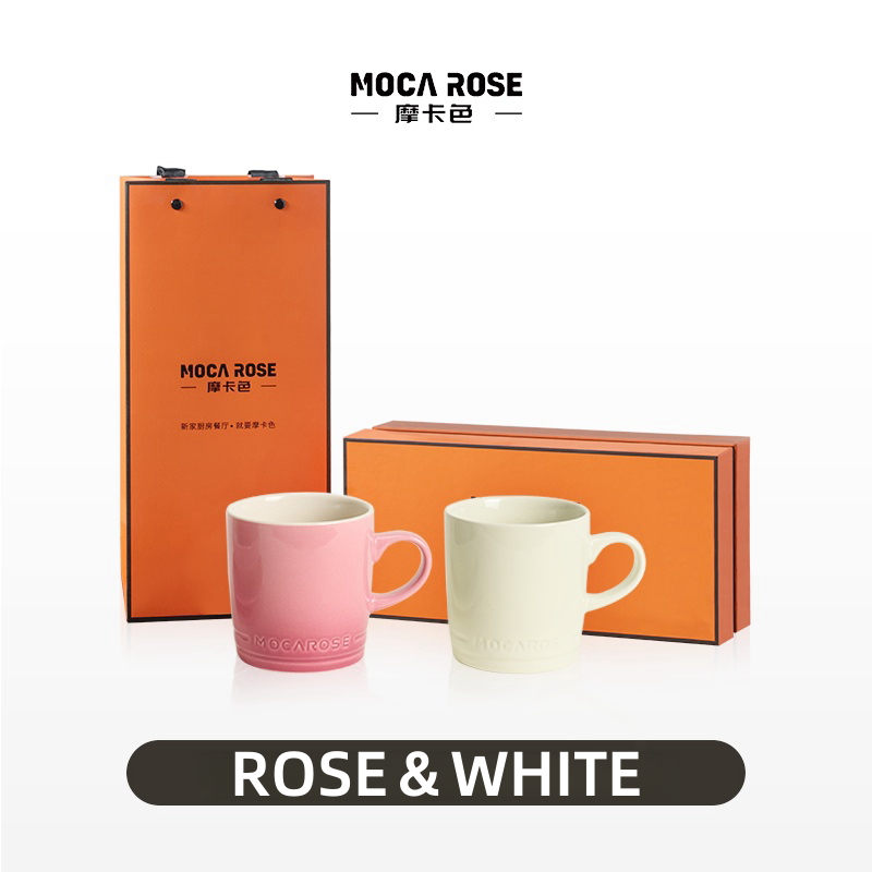 MOCA ROSE Couple Mug Set | Elegant 350ml Ceramic Stoneware for Everyday Moments