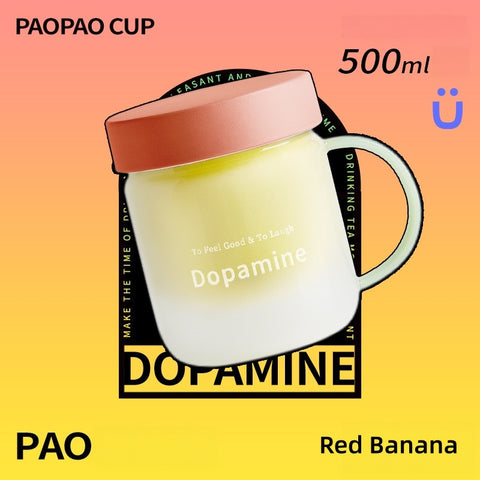 PAOPAO Cup 500ml Dopamine Glass Mug with Ceramic Liner & Tea Separation | High Borosilicate Thermal Shock Resistant Tea Cup with Infuser | Cute Stress-Relief Gift Box