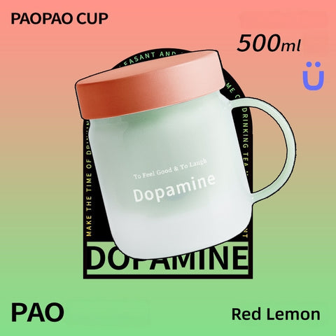 PAOPAO Cup 500ml Dopamine Glass Mug with Ceramic Liner & Tea Separation | High Borosilicate Thermal Shock Resistant Tea Cup with Infuser | Cute Stress-Relief Gift Box