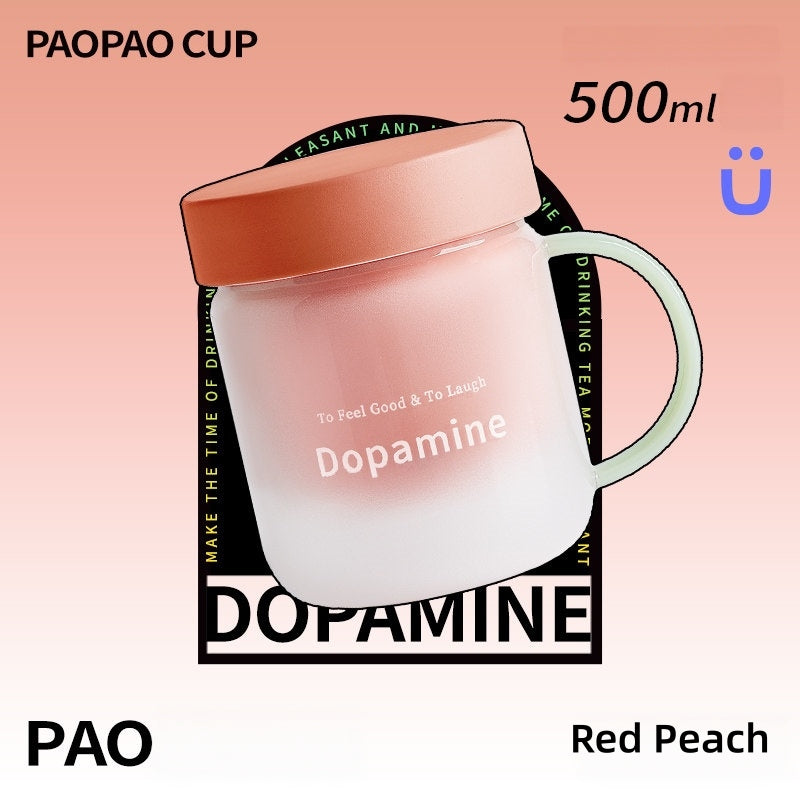 PAOPAO Cup 500ml Dopamine Glass Mug with Ceramic Liner & Tea Separation | High Borosilicate Thermal Shock Resistant Tea Cup with Infuser | Cute Stress-Relief Gift Box
