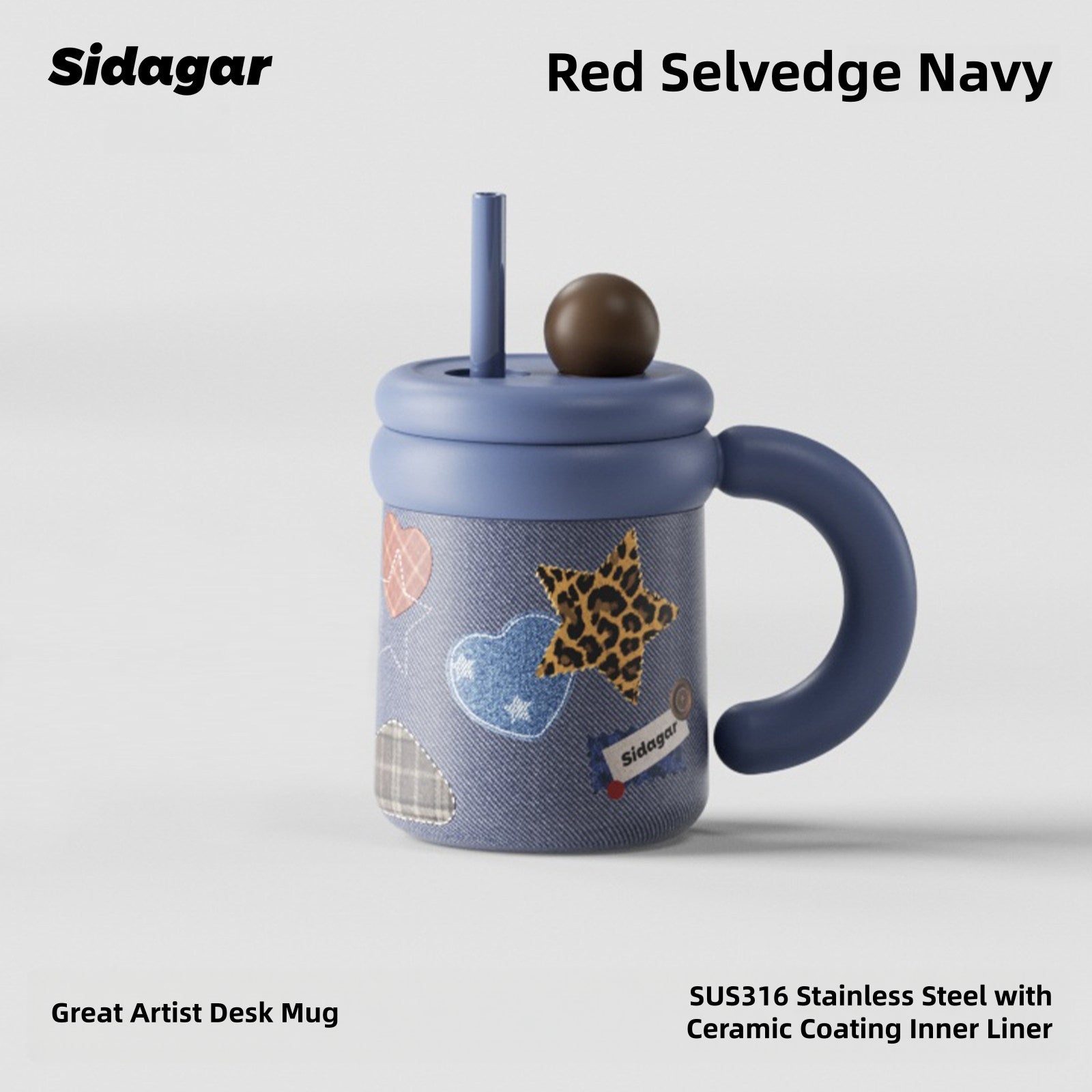 Sidagar Denim Cowboy Series Insulated Tumbler – Retro Western Aesthetic, Ceramic Coated & Stainless Steel, Multiple Sizes for Your Daily OOTD