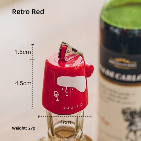SHUEHO Press-Seal Wine Stopper - Universal Leakproof Reusable Bottle Cork for Wine, Liquor & More, 18-19mm Fit, Multi-Color (Red/Yellow/Beige)