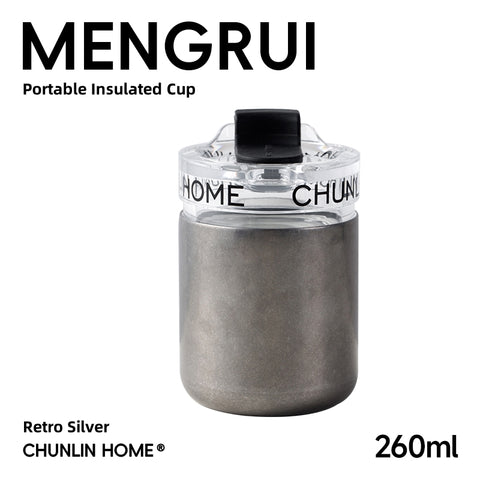 CHUN LIN Premium MENGRUI Insulated Mug – Leak-Proof, BPA-Free Stainless Steel Cup with Silicone Stopper for Hot & Cold Beverages (260/330ml)