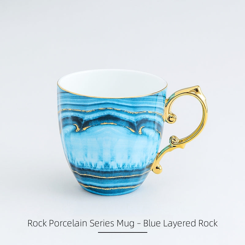 Stechcol Gemstone Bone China Mug - Gold Trim, Lead-Free Luxury Tea Cups