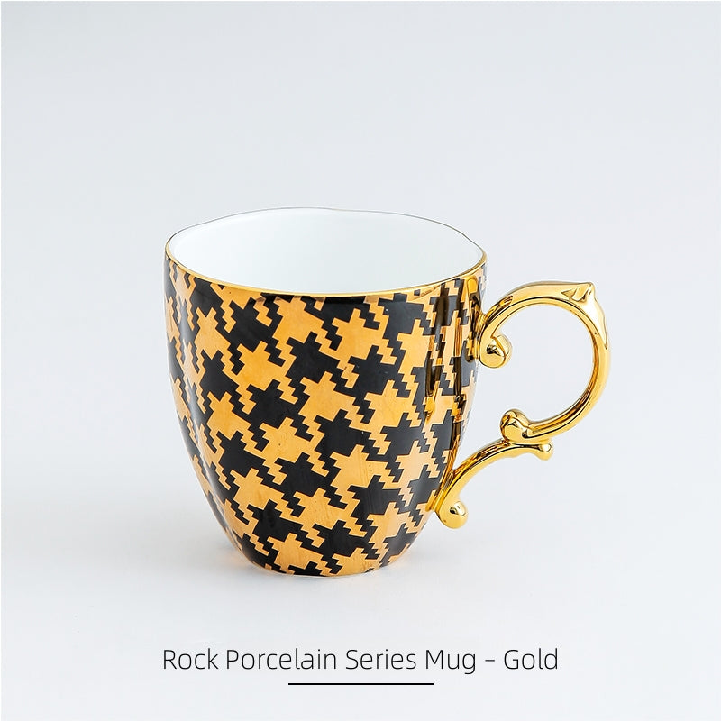 Stechcol Gemstone Bone China Mug - Gold Trim, Lead-Free Luxury Tea Cups