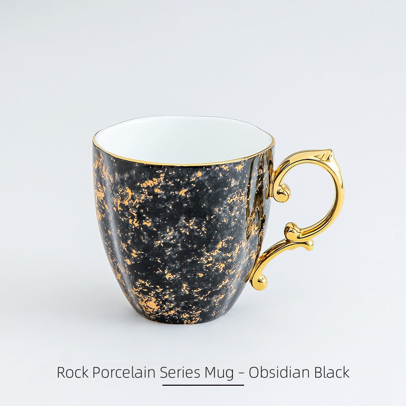 Stechcol Gemstone Bone China Mug - Gold Trim, Lead-Free Luxury Tea Cups