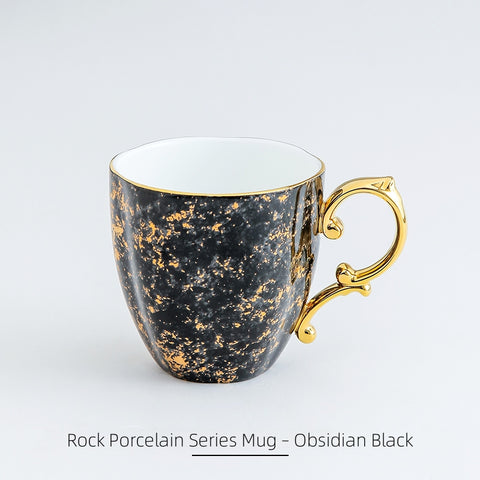 Stechcol Gemstone Bone China Mug - Gold Trim, Lead-Free Luxury Tea Cups