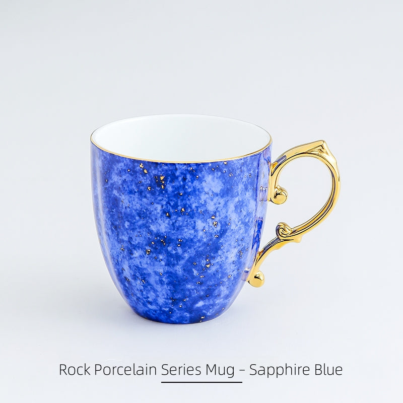Stechcol Gemstone Bone China Mug - Gold Trim, Lead-Free Luxury Tea Cups
