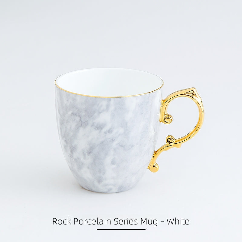 Stechcol Gemstone Bone China Mug - Gold Trim, Lead-Free Luxury Tea Cups