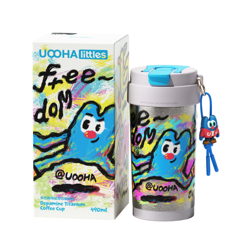 UOOHA Dopamine Premium Titanium Dual-Lid Insulated Tumbler 490ml – Aerospace-Grade, 99% Antibacterial, 6H Thermal Mastery