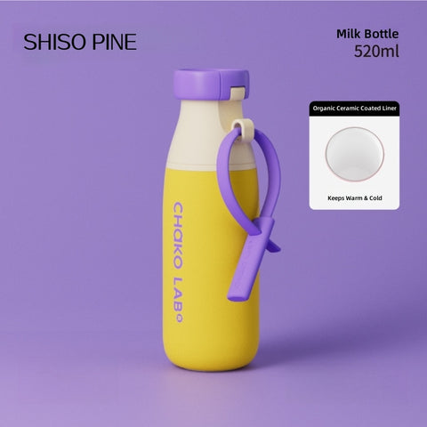 CHAKO LAB Ceramic Coated Milkpod Tumbler - 520mL Dual Drink Lids, Leakproof Thermos for Commute & Travel