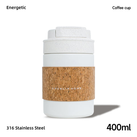 CHUNLIN HOME Yuan Qi Insulated Coffee Cup - 400ml Premium Eco-Friendly Travel Mug, Double Drinking Modes, Leak-Proof, BPA-Free