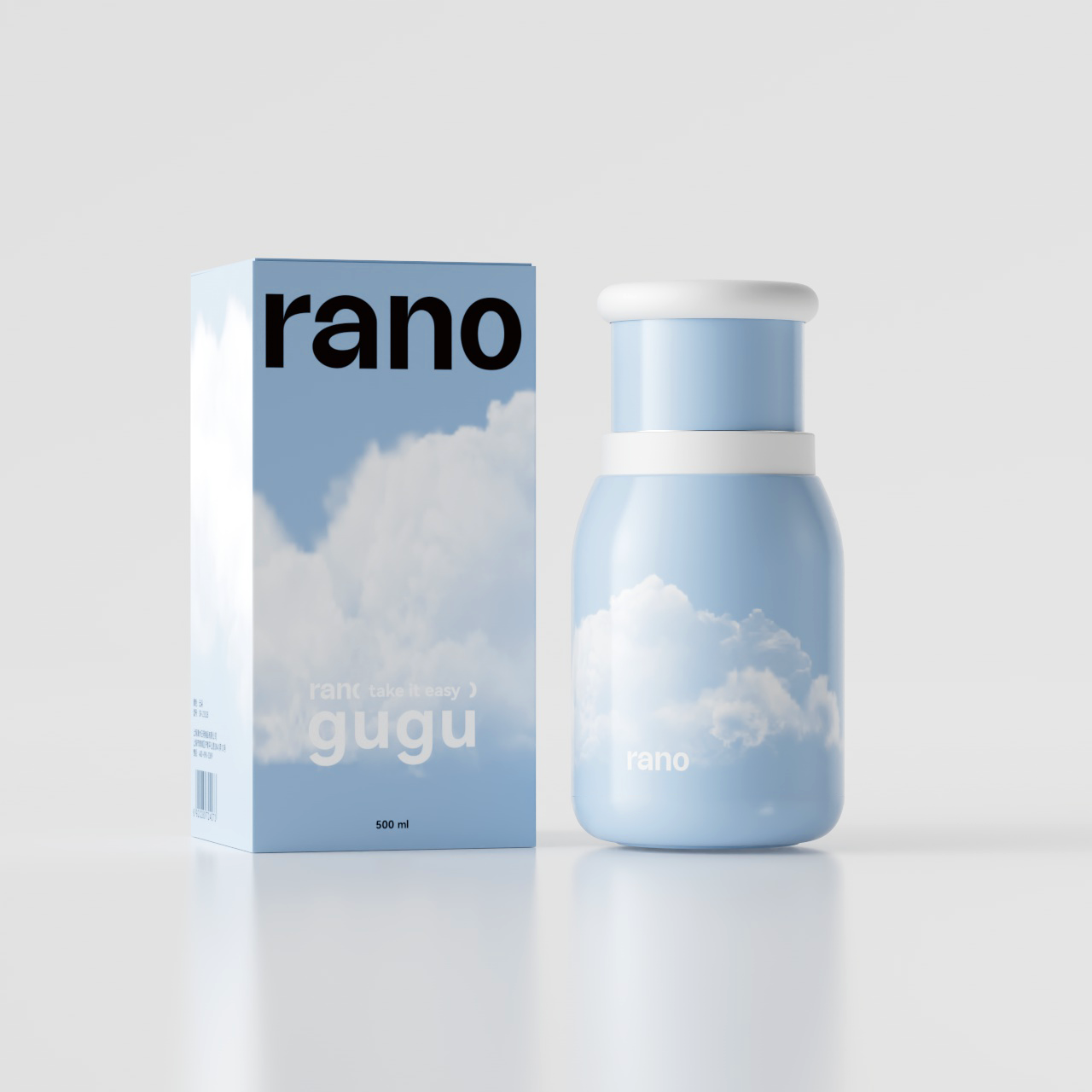 Rano Cloud Mushroom Tumbler 500ml: 24-Hour Insulated Stainless Steel Cup with Ceramic Coating