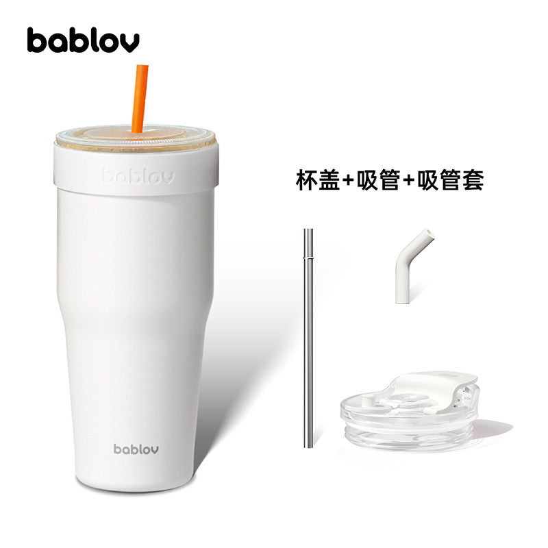 BABLOV 880ml Insulated Tumbler with Straw, Leakproof 304 Stainless Steel Travel Mug, Fits Cup Holders, Car Cup Holder Friendly, Go-Pal Series.
