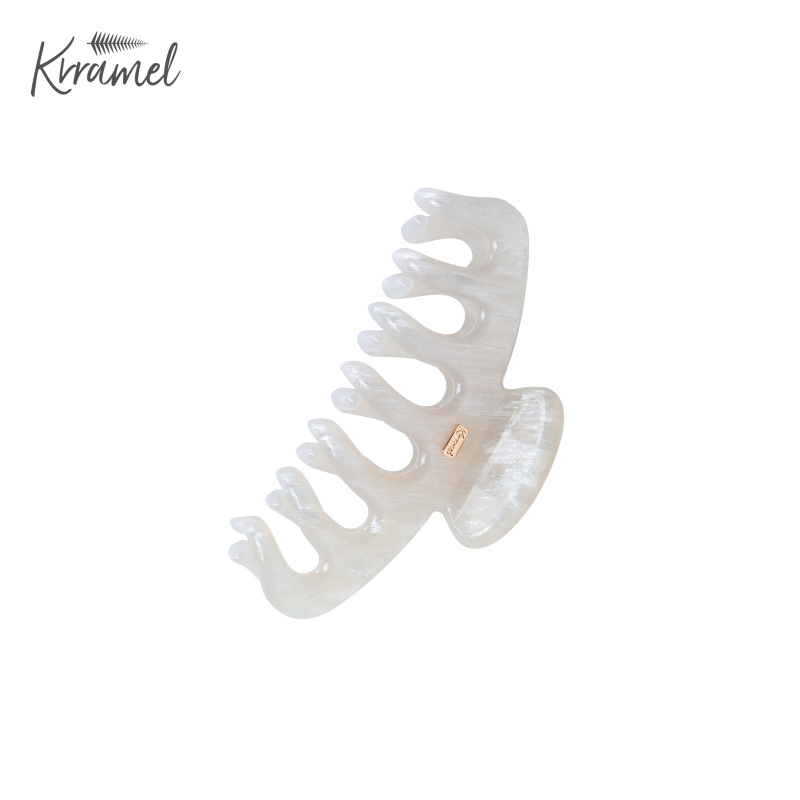 KRRAMEL Acetate Hair Claw Clip for Women – 10.5cm Large Plant-Based Cellulose Acetate Jaw Clip, Strong Hold Non-Slip Hair Accessory for Thick & Curly Hair, Lightweight Luxury French-Style Hair Claw (Lake Blue Marble)