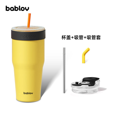 BABLOV 880ml Insulated Tumbler with Straw, Leakproof 304 Stainless Steel Travel Mug, Fits Cup Holders, Car Cup Holder Friendly, Go-Pal Series.