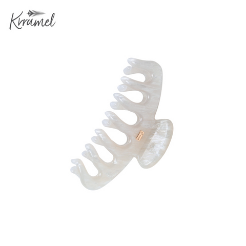KRRAMEL Acetate Hair Claw Clip for Women – 10.5cm Large Plant-Based Cellulose Acetate Jaw Clip, Strong Hold Non-Slip Hair Accessory for Thick & Curly Hair, Lightweight Luxury French-Style Hair Claw (Lake Blue Marble)