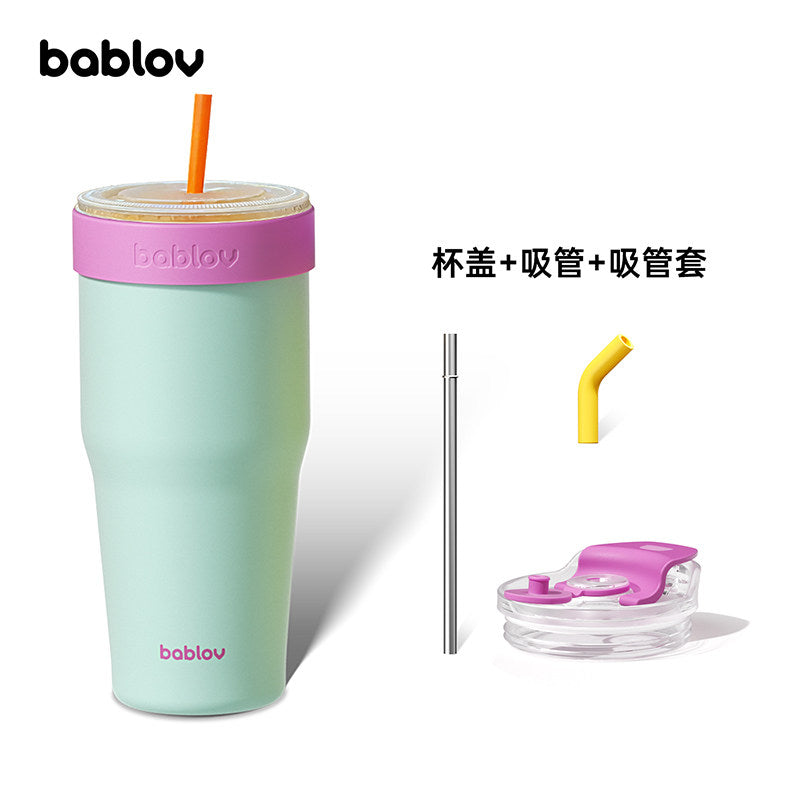 BABLOV 880ml Insulated Tumbler with Straw, Leakproof 304 Stainless Steel Travel Mug, Fits Cup Holders, Car Cup Holder Friendly, Go-Pal Series.