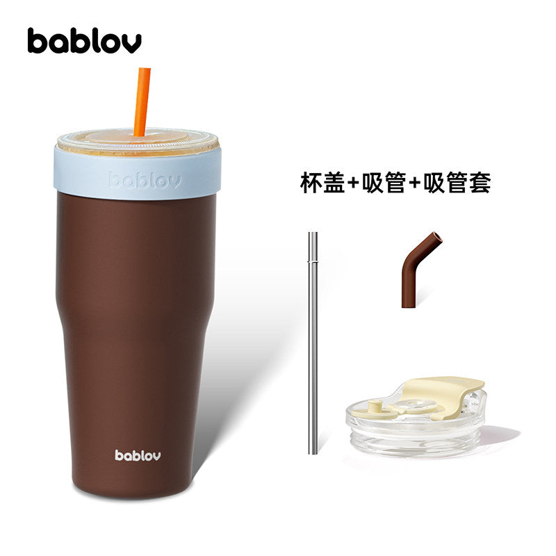 BABLOV 880ml Insulated Tumbler with Straw, Leakproof 304 Stainless Steel Travel Mug, Fits Cup Holders, Car Cup Holder Friendly, Go-Pal Series.
