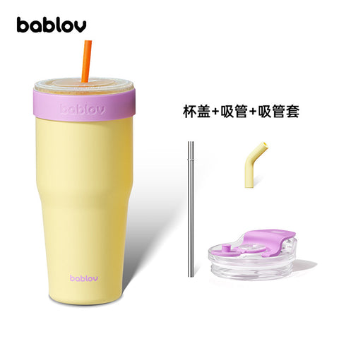 BABLOV 880ml Insulated Tumbler with Straw, Leakproof 304 Stainless Steel Travel Mug, Fits Cup Holders, Car Cup Holder Friendly, Go-Pal Series.
