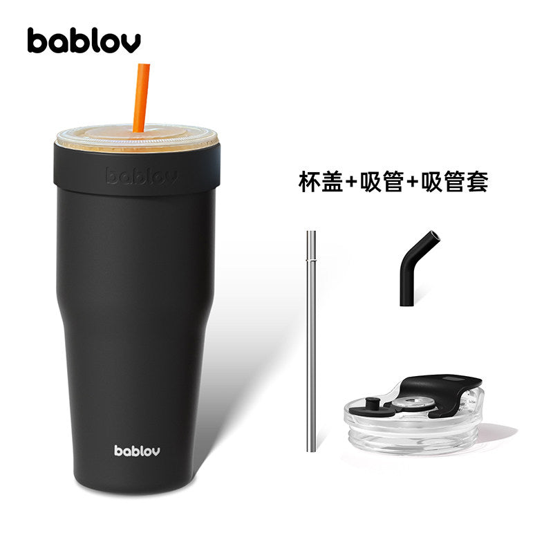 BABLOV 880ml Insulated Tumbler with Straw, Leakproof 304 Stainless Steel Travel Mug, Fits Cup Holders, Car Cup Holder Friendly, Go-Pal Series.
