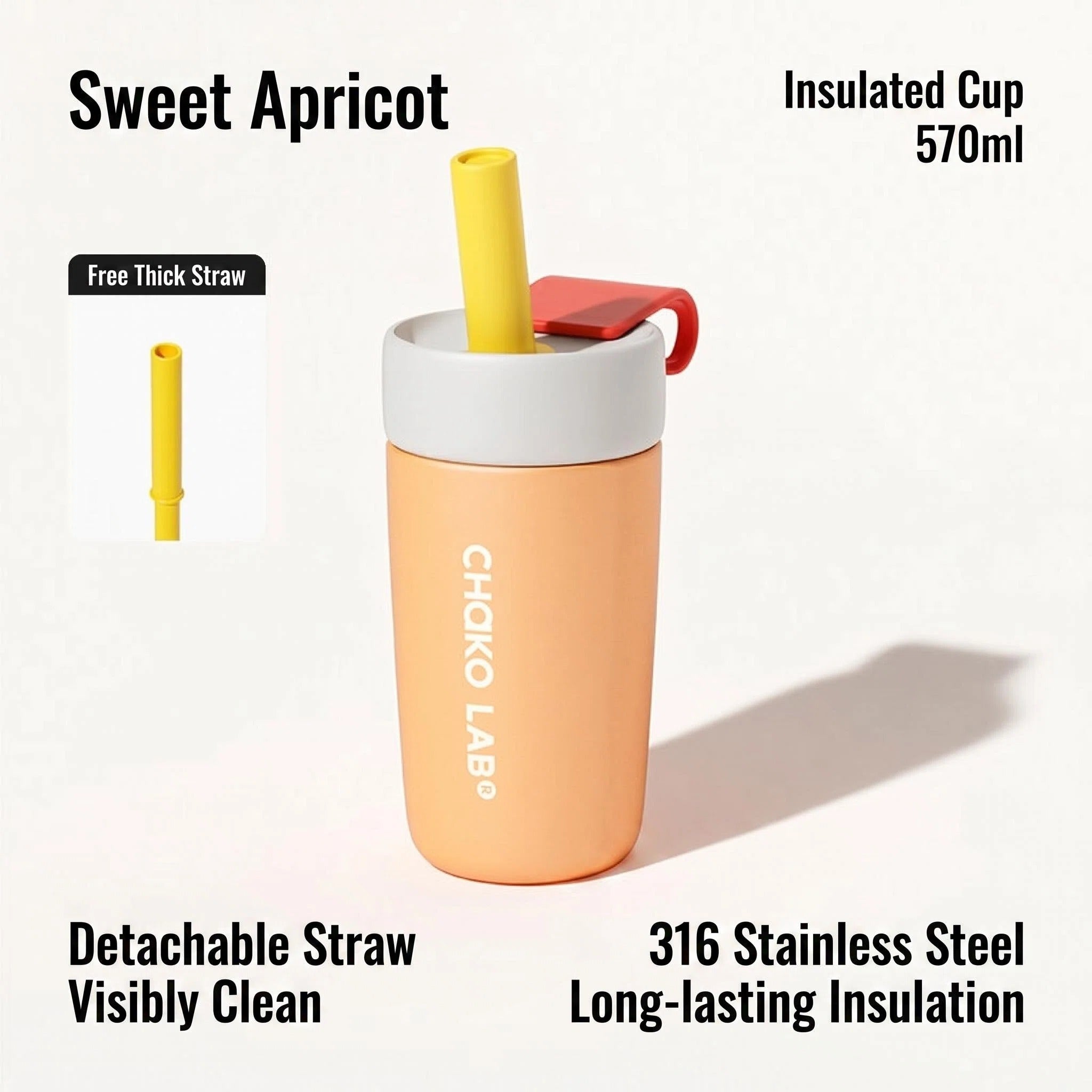 CHaKOLAB OPENSTRAW 570ml Insulated Split Cup with Detachable Straw